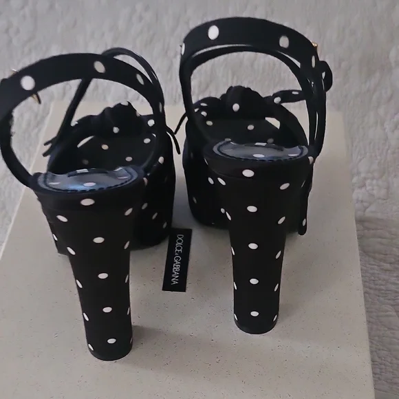 Dolce & Gabbana Black and White Polka Dot Heels - Picture 5 of 6